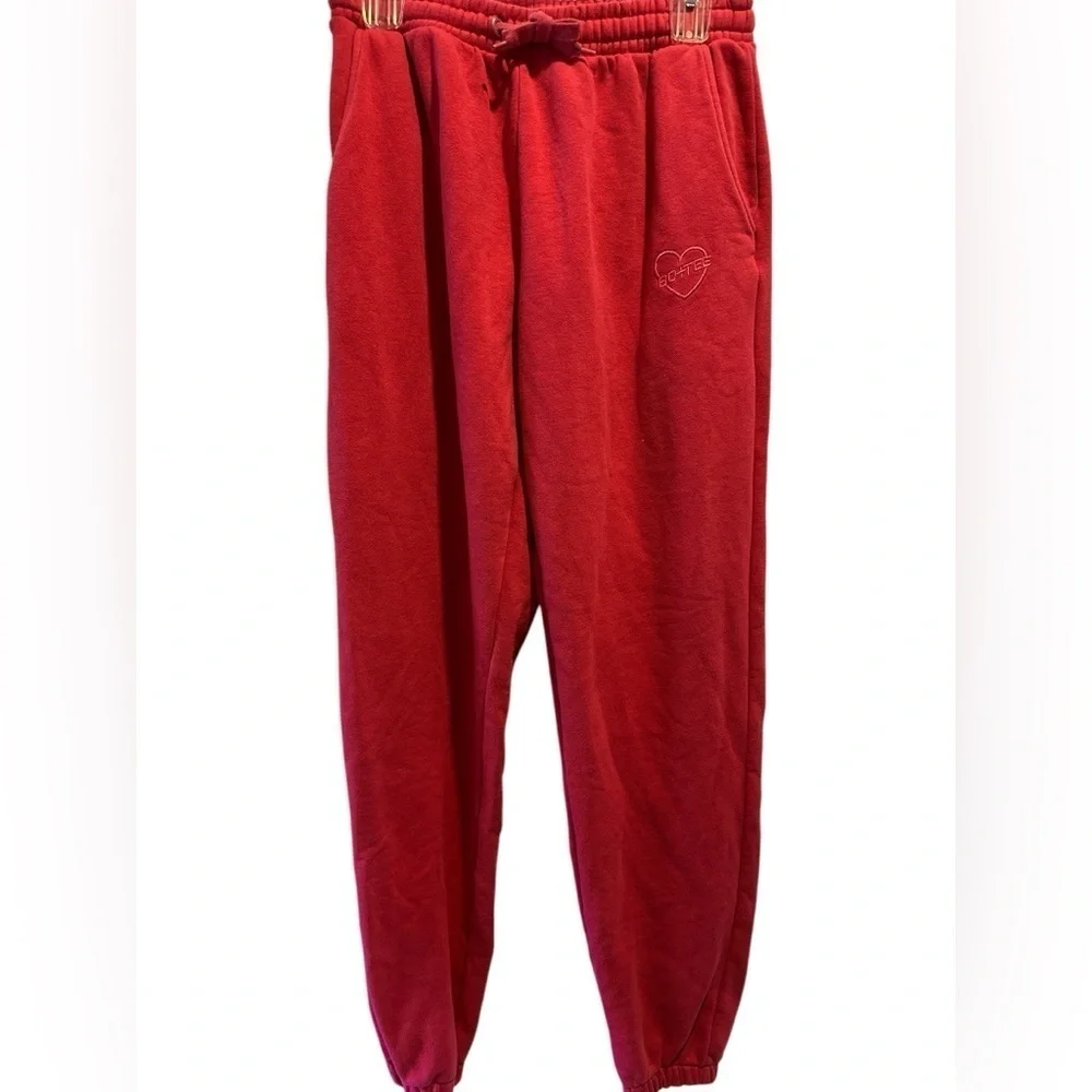 Bo + Tee UK brand hot pink cropped sweatshirt matching sweatpants thick set